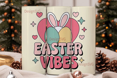 Easter Vibes 20oz Tumbler Wrap Sublimation DesignSVG 