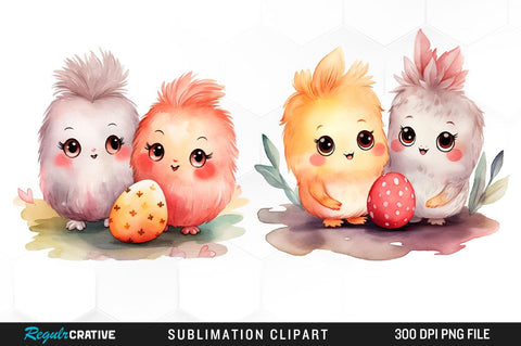 Easter Watercolor Cute Couple Sublimation Clipart Bundle Sublimation Regulrcrative 