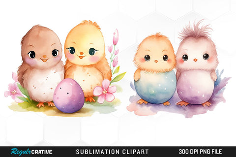 Easter Watercolor Cute Couple Sublimation Clipart Bundle Sublimation Regulrcrative 