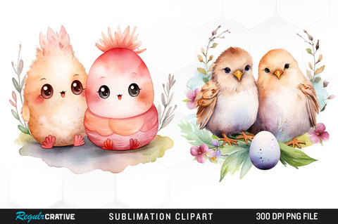 Easter Watercolor Cute Couple Sublimation Clipart Bundle Sublimation Regulrcrative 