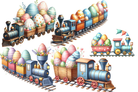 Easter Watercolor Train Clipart Sublimation Rupkotha 