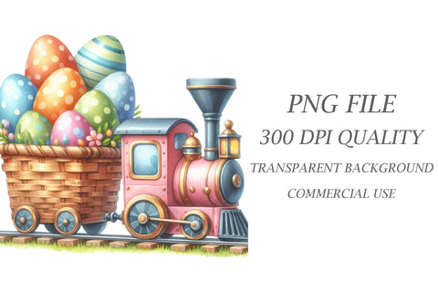 Easter Watercolor Train Clipart Sublimation Rupkotha 