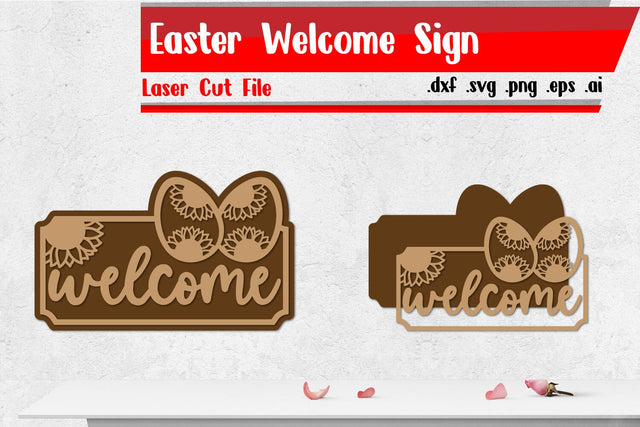 Easter Welcome Sign - Laser Cut Files SVG zafrans studio 