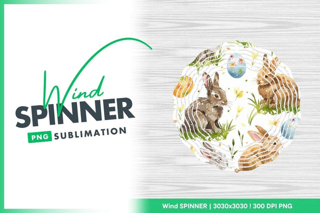 Easter Wind Spinner Round Design with Bunnies Eggs and Floral Elements Sublimation Regulrcrative 