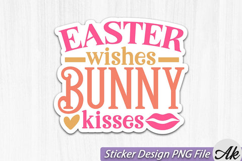 Easter Wishes Bunny Kisses SVG And Sticker PNG Design SVG akazaddesign 
