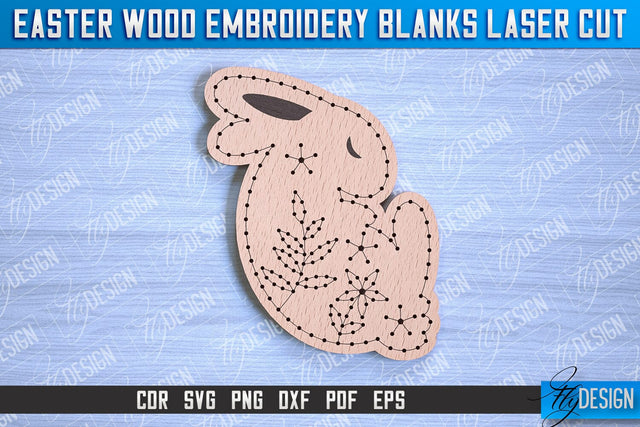 Easter Wood Embroidery Blanks | Laser Cut Design | CNC File SVG Fly Design 