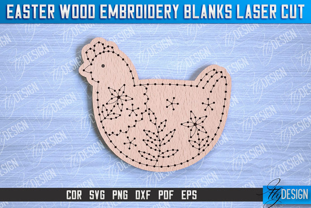 Easter Wood Embroidery Blanks | Laser Cut Design | CNC File SVG Fly Design 