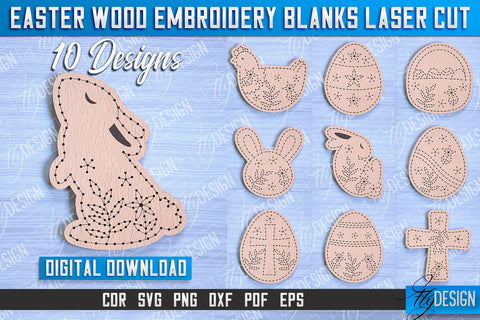 Easter Wood Embroidery Blanks | Laser Cut Design | CNC File SVG Fly Design 