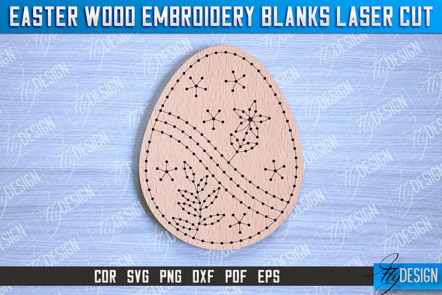 Easter Wood Embroidery Blanks | Laser Cut Design | CNC File SVG Fly Design 