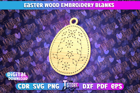 Easter Wood Embroidery Blanks | Laser Cut Design | CNC File SVG The T Store Design 