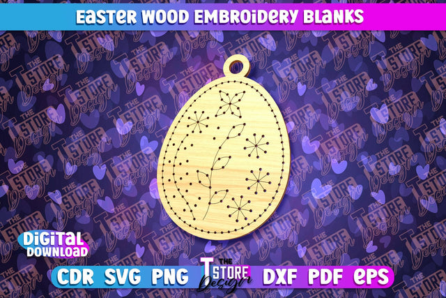 Easter Wood Embroidery Blanks | Laser Cut Design | CNC File SVG The T Store Design 