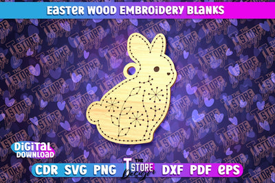 Easter Wood Embroidery Blanks | Laser Cut Design | CNC File SVG The T Store Design 