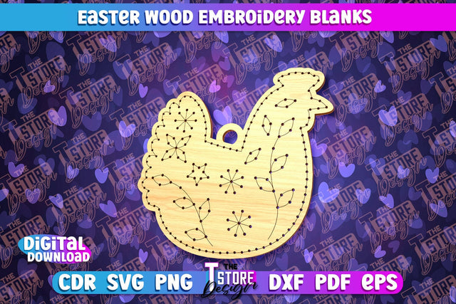 Easter Wood Embroidery Blanks | Laser Cut Design | CNC File SVG The T Store Design 