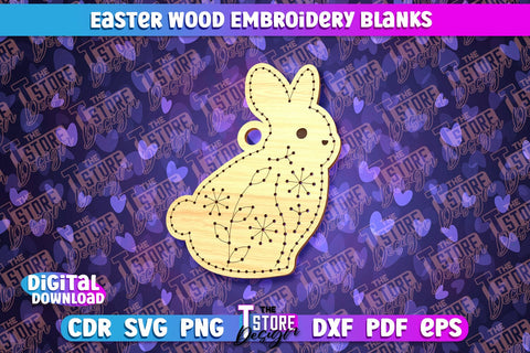 Easter Wood Embroidery Blanks | Laser Cut Design | CNC File SVG The T Store Design 