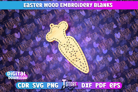 Easter Wood Embroidery Blanks | Laser Cut Design | CNC File SVG The T Store Design 