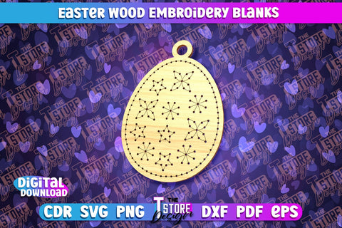 Easter Wood Embroidery Blanks | Laser Cut Design | CNC File SVG The T Store Design 