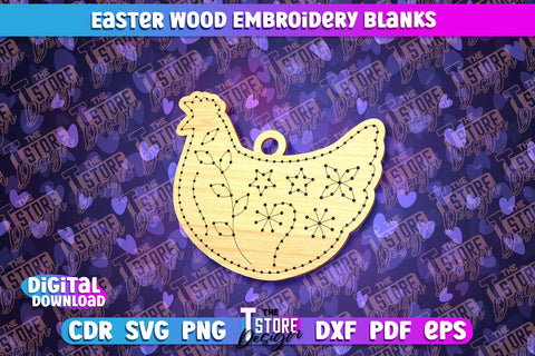 Easter Wood Embroidery Blanks | Laser Cut Design | CNC File SVG The T Store Design 