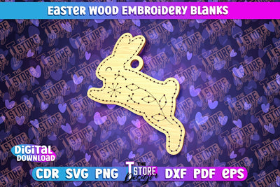 Easter Wood Embroidery Blanks | Laser Cut Design | CNC File SVG The T Store Design 