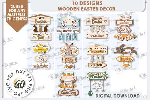 Easter Wooden Decor Laser Cut Bundle. Easter Decor SVG SVG Evgenyia Guschina 