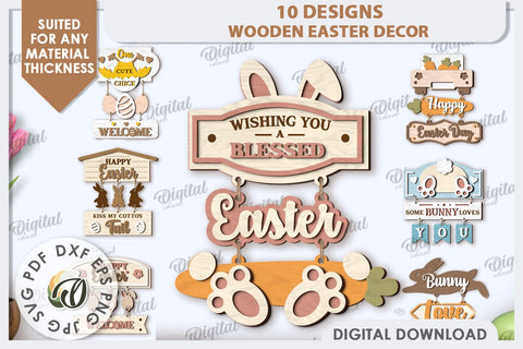Easter Wooden Decor Laser Cut Bundle. Easter Decor SVG SVG Evgenyia Guschina 