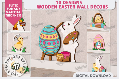 Easter Wooden Decor Laser Cut Bundle. Wall Decor SVG SVG Evgenyia Guschina 