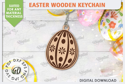 Easter Wooden Keychain Laser Cut. 3D Floral Easter Egg SVG SVG Evgenyia Guschina 