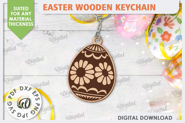 Easter Wooden Keychain Laser Cut. Easter Egg SVG SVG Evgenyia Guschina 