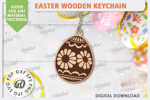 Easter Wooden Keychain Laser Cut. Easter Egg SVG SVG Evgenyia Guschina 