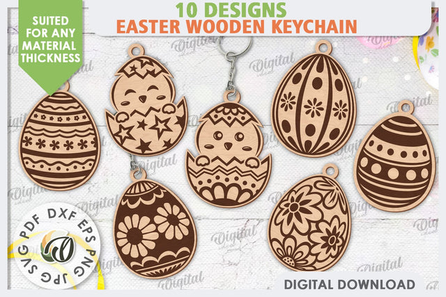 Easter Wooden keychains Laser Cut Bundle. Easter Eggs SVG SVG Evgenyia Guschina 