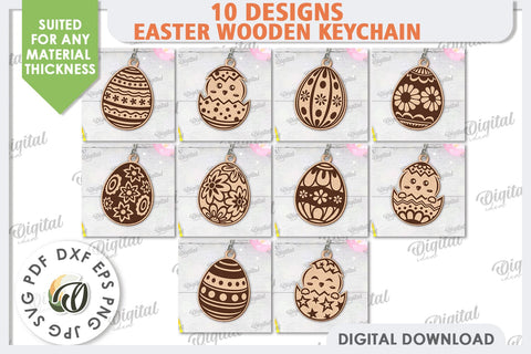 Easter Wooden keychains Laser Cut Bundle. Easter Eggs SVG SVG Evgenyia Guschina 
