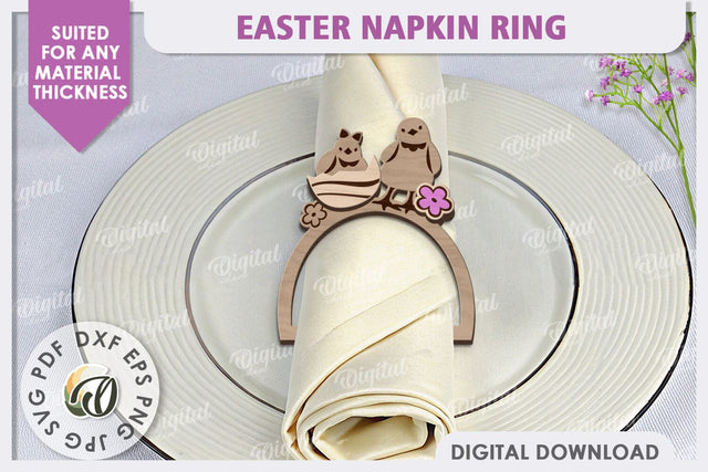 Easter Wooden Napkin Ring Laser Cut. Easter Decor SVG SVG Evgenyia Guschina 