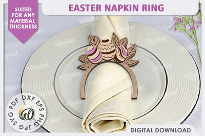Easter Wooden Napkin Ring Laser Cut. Easter Decor SVG SVG Evgenyia Guschina 