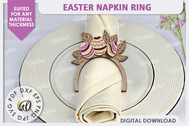 Easter Wooden Napkin Ring Laser Cut. Easter Decor SVG SVG Evgenyia Guschina 
