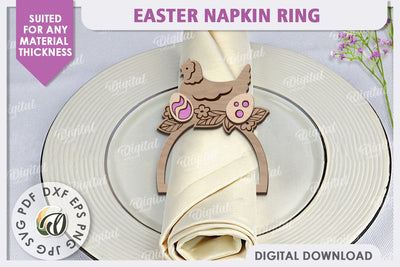 Easter Wooden Napkin Ring Laser Cut. Easter Decor SVG SVG Evgenyia Guschina 