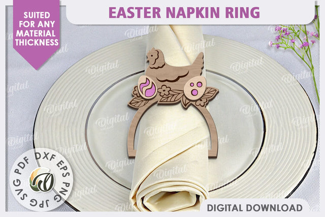 Easter Wooden Napkin Ring Laser Cut. Easter Decor SVG SVG Evgenyia Guschina 