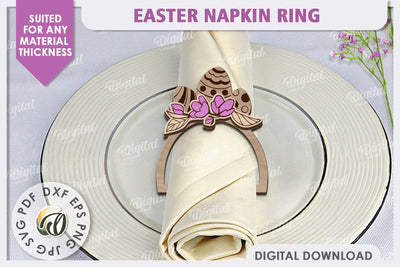 Easter Wooden Napkin Ring Laser Cut. Easter Decor SVG SVG Evgenyia Guschina 