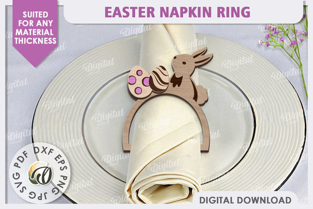 Easter Wooden Napkin Ring Laser Cut. Easter Decor SVG SVG Evgenyia Guschina 