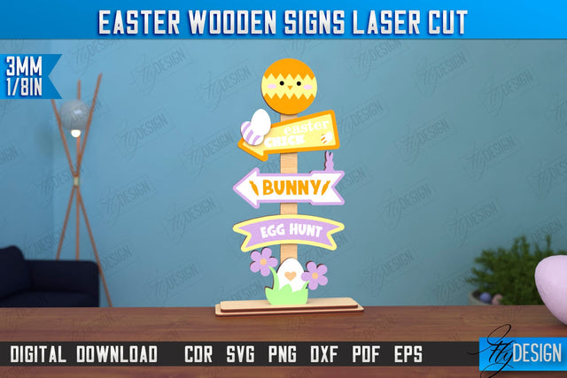 Easter Wooden Sign | Easter Stand | Easter Bunny | Home Décor | CNC File SVG Fly Design 