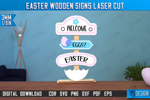 Easter Wooden Sign | Easter Stand | Easter Bunny | Home Décor | CNC File SVG Fly Design 
