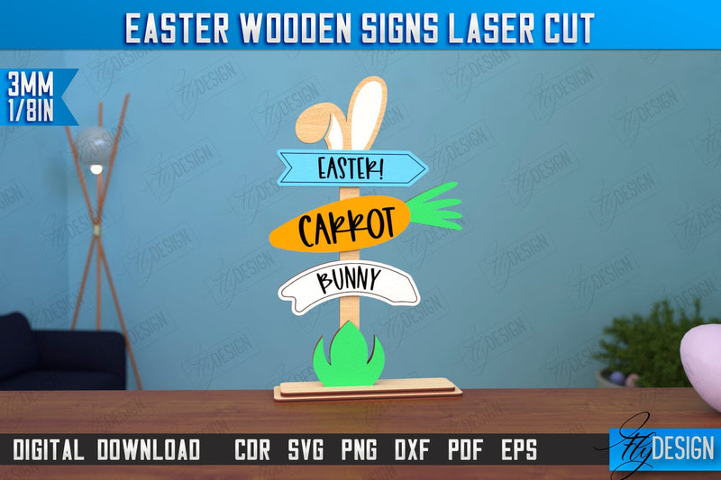 Easter Wooden Sign | Easter Stand | Easter Bunny | Home Décor | CNC File SVG Fly Design 