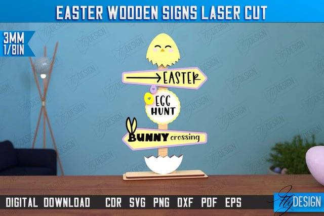 Easter Wooden Sign | Easter Stand | Easter Bunny | Home Décor | CNC File SVG Fly Design 