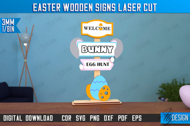 Easter Wooden Sign | Easter Stand | Easter Bunny | Home Décor | CNC File SVG Fly Design 