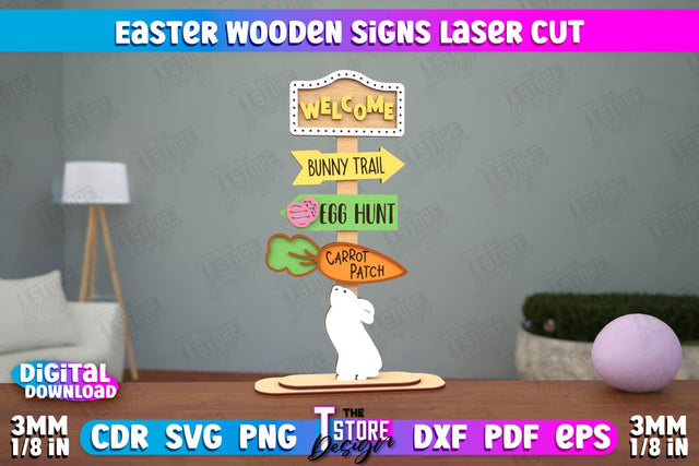 Easter Wooden Sign | Easter Stand | Easter Bunny | Home Décor | CNC File SVG The T Store Design 