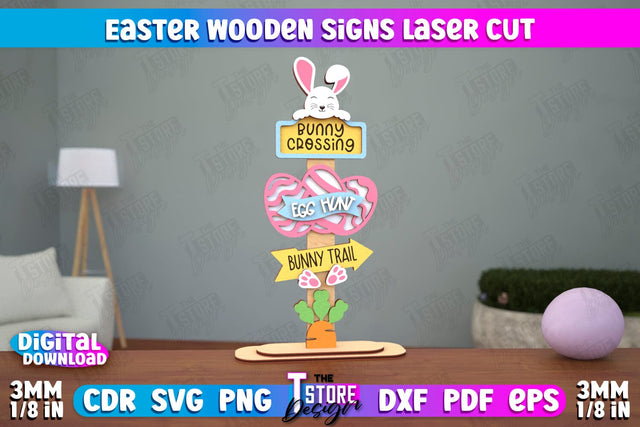 Easter Wooden Sign | Easter Stand | Easter Bunny | Home Décor | CNC File SVG The T Store Design 