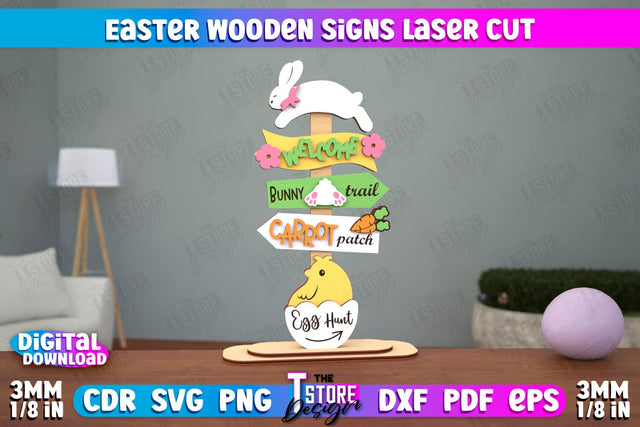 Easter Wooden Sign | Easter Stand | Easter Bunny | Home Décor | CNC File SVG The T Store Design 