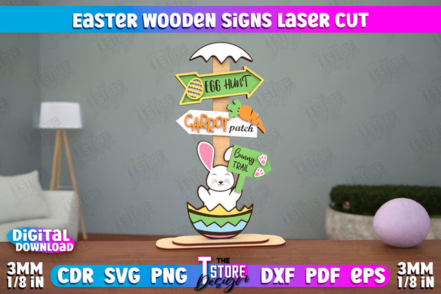 Easter Wooden Sign | Easter Stand | Easter Bunny | Home Décor | CNC File SVG The T Store Design 