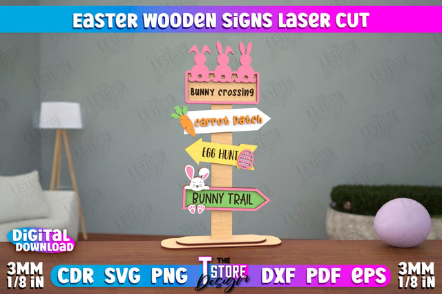 Easter Wooden Sign | Easter Stand | Easter Bunny | Home Décor | CNC File SVG The T Store Design 