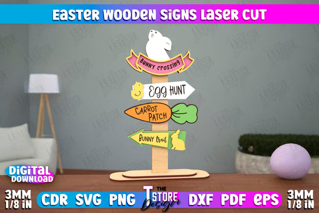 Easter Wooden Sign | Easter Stand | Easter Bunny | Home Décor | CNC File SVG The T Store Design 