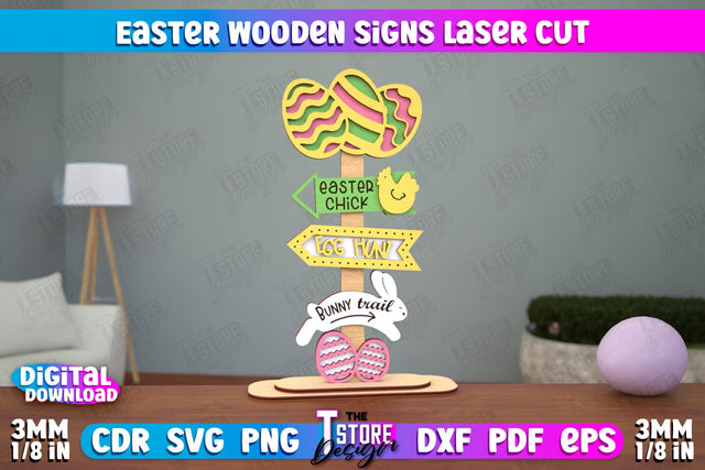 Easter Wooden Sign | Easter Stand | Easter Bunny | Home Décor | CNC File SVG The T Store Design 