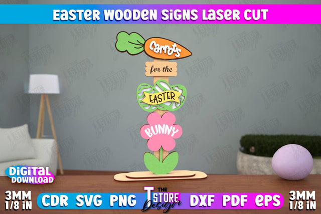 Easter Wooden Sign | Easter Stand | Easter Bunny | Home Décor | CNC File SVG The T Store Design 